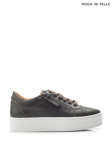 Moda In Pelle Abbiy Chunky Slab Sole Side Zip Lace Up Trainers (AL6155) | €118