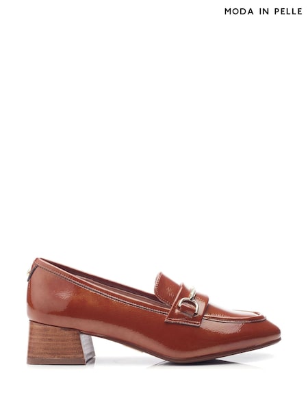 Moda in Pelle Coutance Block Heel Snaffle Trim Leather Loafers (AL6177) | €65