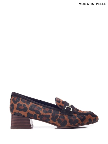 Moda in Pelle Coutance Block Heel Snaffle Trim Leather Loafers (AL6181) | AED288