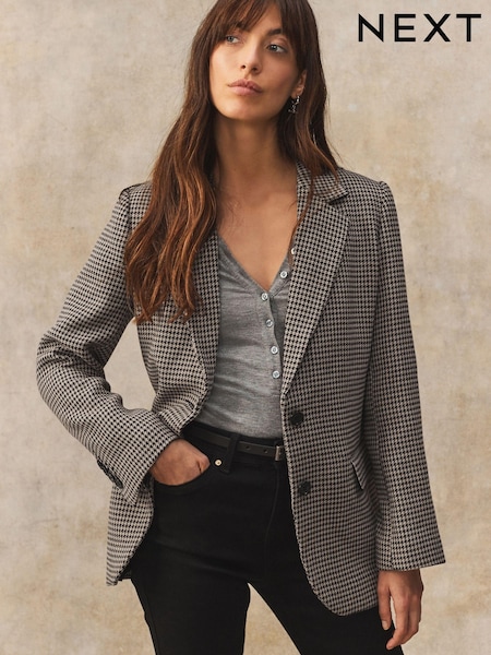 Ruskea - Dogtooth Checked Blazer (AL6219) | €82