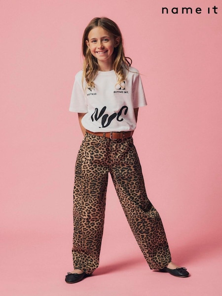 Name It Leopard Print 100% Cotton Straight Leg Jeans (AL6274) | 216 LEI