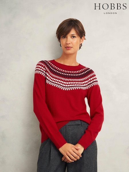 Hobbs Red Greta Fairisle Pattern Jumper (AL6392) | AED577