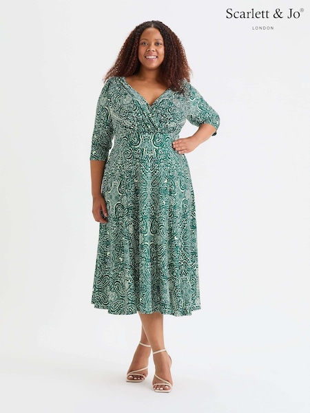 Scarlett & Jo Green Helena Midi Dress (AL6443) | €126