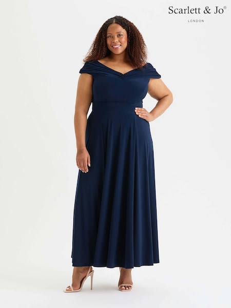 Синий - Scarlett & Jo Bardot Solid Maxi Dress (AL6445) | €146