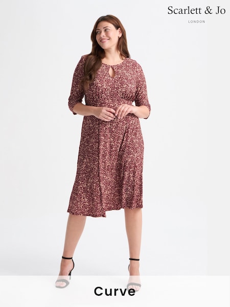 Scarlett & Jo Red KeyHole Wine Midi Dress (AL6446) | R$ 790