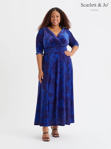 Scarlett & Jo Dark Blue Verity Pucci Velvet Maxi Gown (AL6458) | AED757