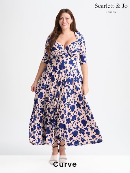 Scarlett & Jo Blue Elizabeth Print Maxi Gown (AL6466) | 594 QAR