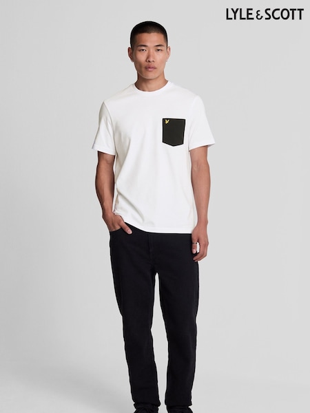Lyle & Scott White Contrast Pocket T-Shirt (AL6508) | ₪176