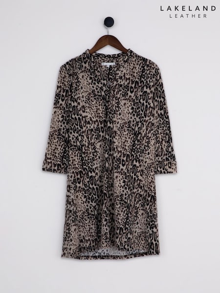 Lakeland Clothing Leopard Print Cecille Tunic Brown Dress (AL6525) | €23
