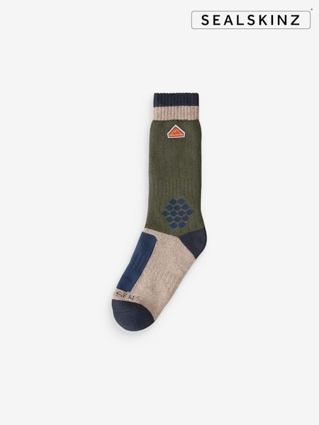 Sealskinz Green Gresham Wool Mid Colour Block Socks (AL6554) | 28 €