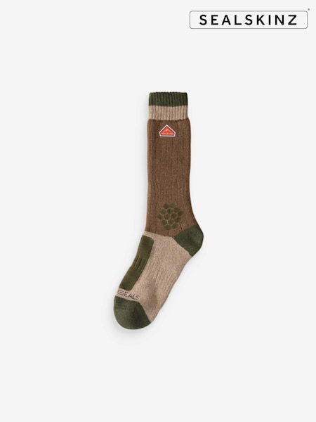 Sealskinz Brown Gresham Wool Mid Colour Block Socks (AL6568) | 28 €