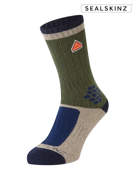 Sealskinz Green Gresham Wool Mid Colour Block Socks (AL6587) | €28