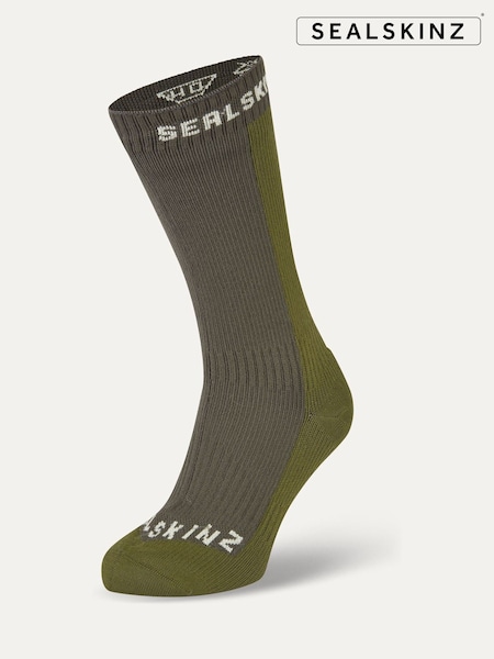 Sealskinz Starston Green Waterproof Cold Weather Mid Length Socks (AL6600) | AED262