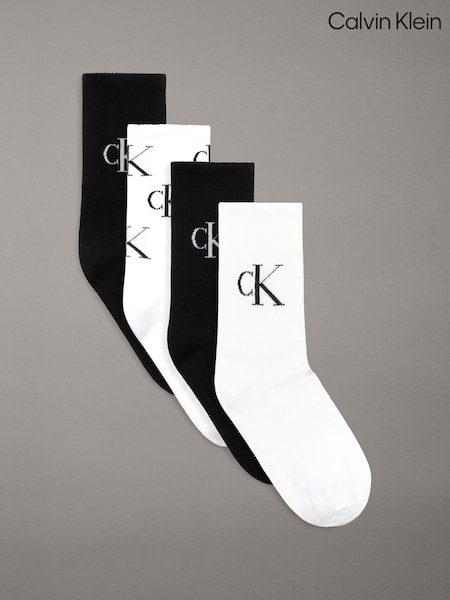 Calvin Klein Black Women Aop Logo Giftbox Socks 4 Pack (AL6641) | AED87