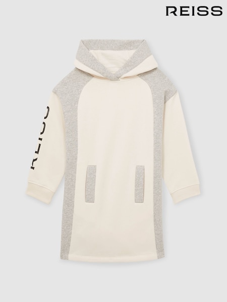 Reiss Ecru Coral 13-14 yrs Colourblock Hooded Jersey Dress (AL6664) | €42