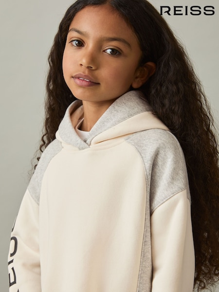 Reiss Ecru Coral 4-9 yrs Colourblock Hooded Jersey Dress (AL6680) | €43