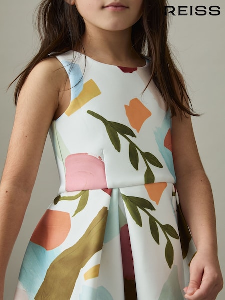 Reiss Multi Kitty 9-13 yrs Abstract Floral Scuba Dress (AL6683) | 368 QAR