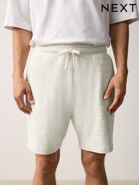 Ecru Cotton Rich Textured Jersey Shorts (AL6691) | €29