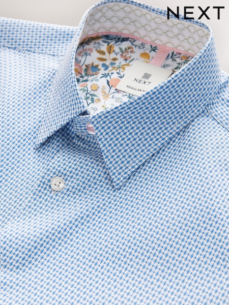 Синий - Textured Short Sleeve Smart Shirt (AL6718) | €40