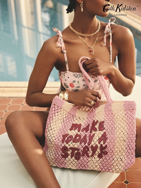 Cath Kidston Pink Stripe 100% Cotton Beach Bag (AL6727) | OMR29