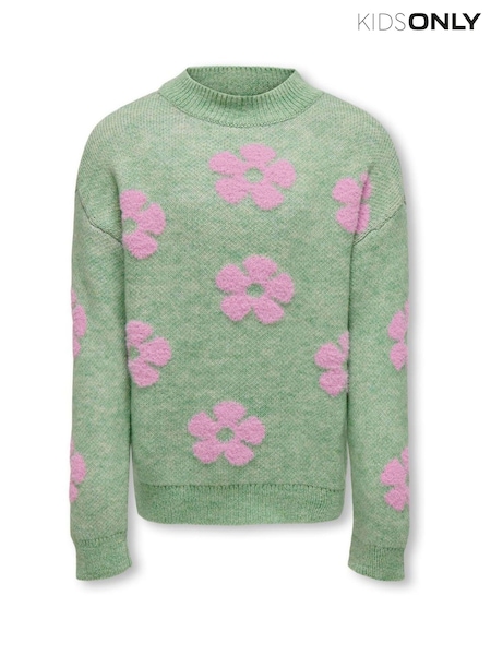 ONLY KIDS Green Floral Detail Cosy Jumper (AL6748) | ₪131