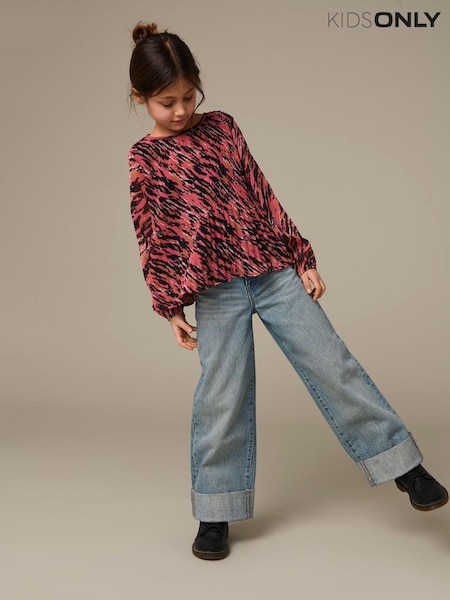 ONLY KIDS Blue Washed Fold Up Straight Leg Jeans (AL6769) | 156 LEI