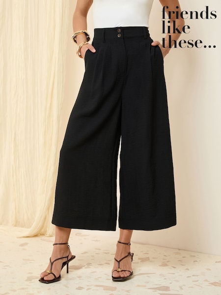 Friends Like These Black Linen Look Tailored Crop Trousers (AL6801) | €42