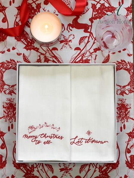 Avalon Home Set of 4 White Christmas Collection Gift Box 100% Cotton Napkins (AL6841) | $106