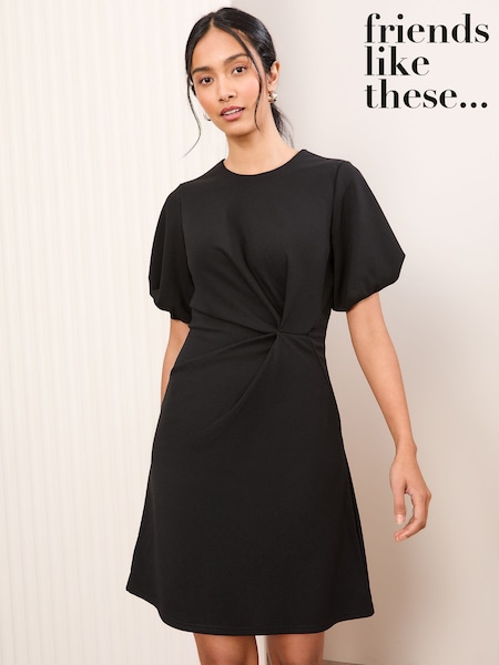 Friends Like These Black Short Sleeve Tailored Drape Mini Dress (AL6863) | 2,163 UAH