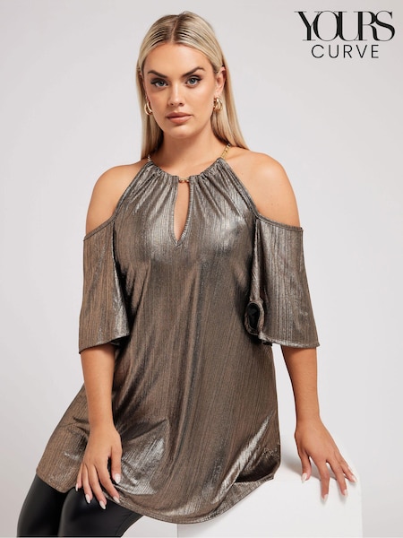 Yours Curve London Foil Chain Detail Top (AL6880) | €26