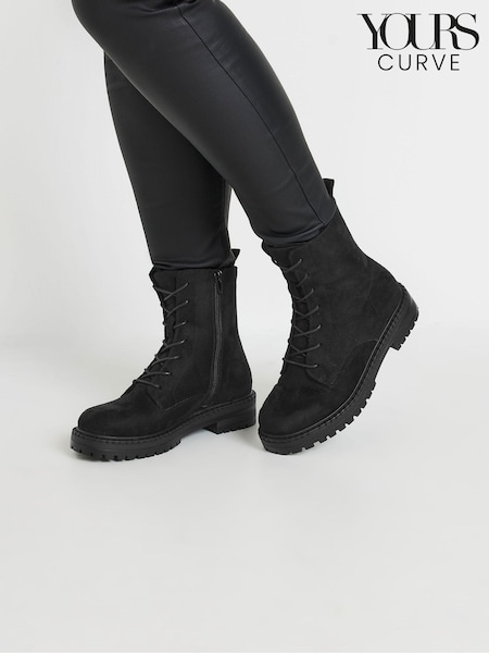 Yours Curve Wide Fit Lace Boots (AL6885) | ‏272‏₪