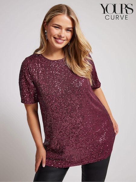 Violet - Bluză Yours Curve London Paietă Evazat (AL6900) | 150 LEI