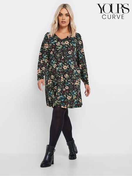 Yours Curve Shirred Panel Tea Dress (AL6906) | 253 LEI