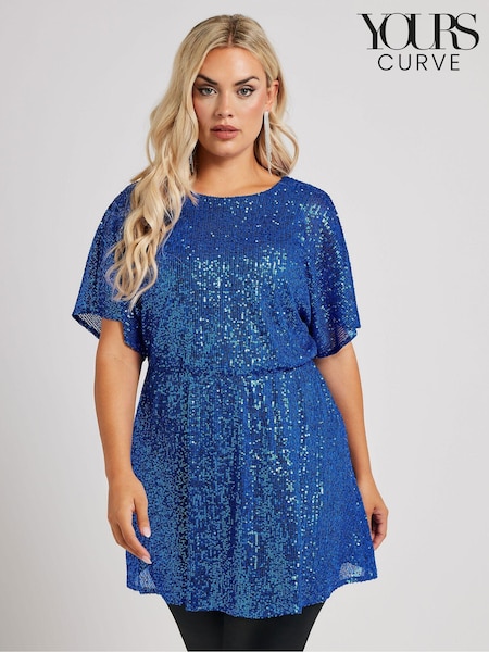 Yours Curve London Sequin Peplum Top (AL6909) | 208 LEI