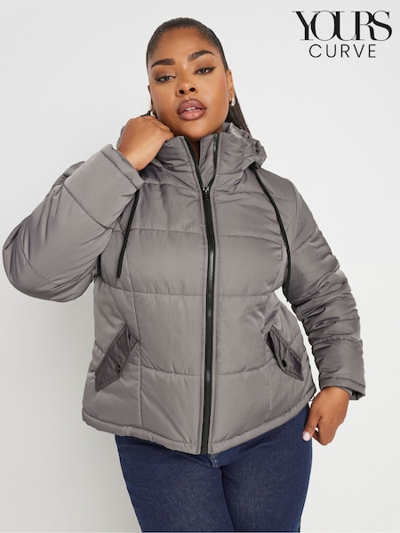 Yours Curve Grey Boxy Short Coat (AL6917) | ₪327