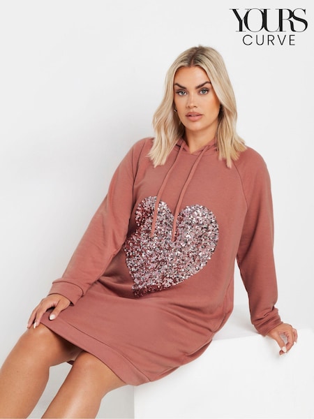Yours Curve Heart Embellished Hoodie Dress (AL6929) | €54