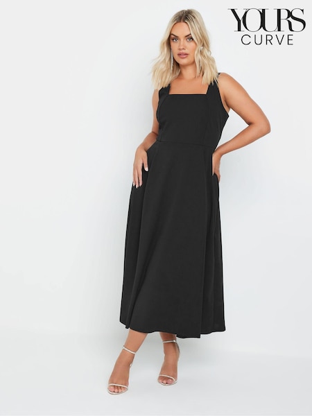 Yours Curve Black Pinafore Square Neck Midaxi Dress (AL6949) | €53