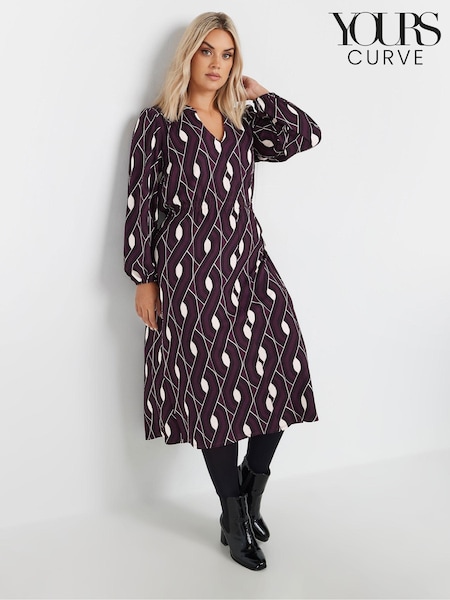 Yours Curve Red Long Sleeve Printed Dress (AL6952) | €60