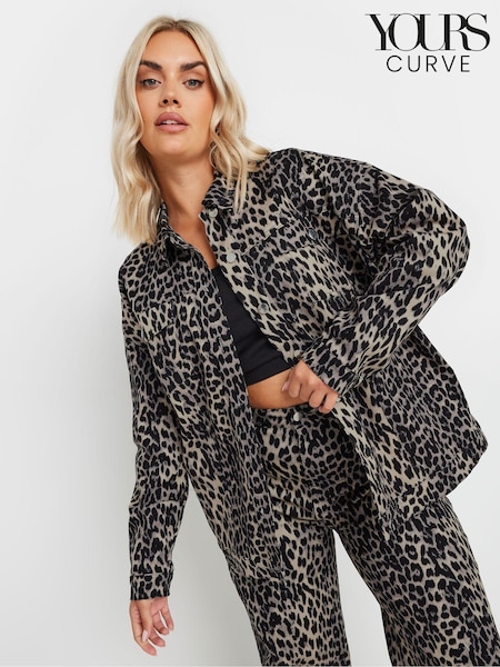 Yours Curve Leopard Print Twill 100% Cotton Jacket (AL6967) | ‏226‏₪