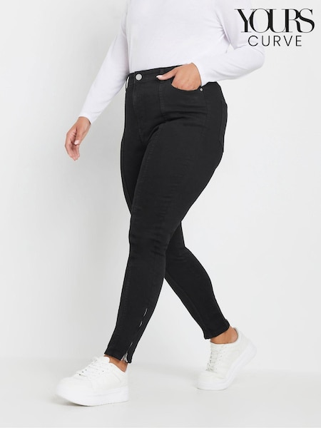 Yours Curve Black AVA Jeans With Zip Hem (AL6968) | $59