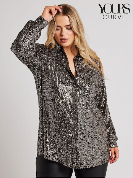 Yours Curve Gold London Sequin Shirt (AL6976) | €31