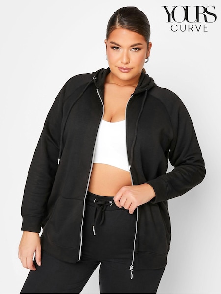 Yours Curve Black Black Zip Up Hoodie (AL6978) | 134 QAR