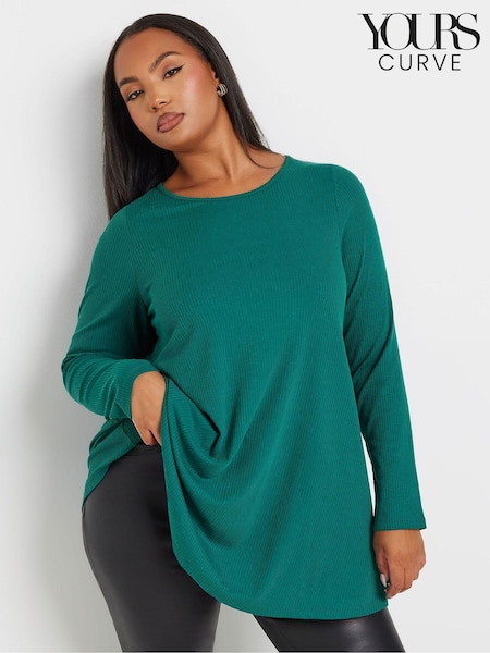 Yours Curve Green Ribbed T-Shirt (AL6991) | 109 QAR