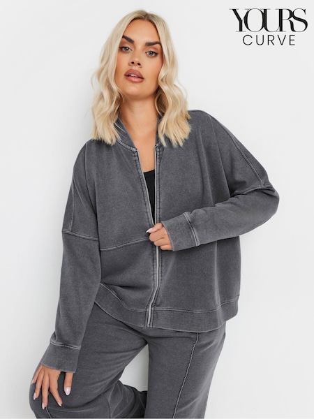 Yours Curve Grey Acid Wash Bomber Jacket (AL6994) | 2,043 UAH