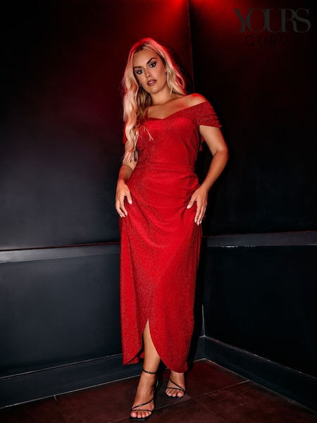 Yours Curve London Metallic Bardot Gathered Wrap Dress (AL7007) | €117