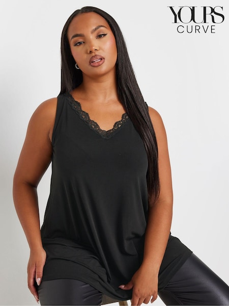 Yours Curve Black Lace Detailed Vest Top (AL7022) | €29