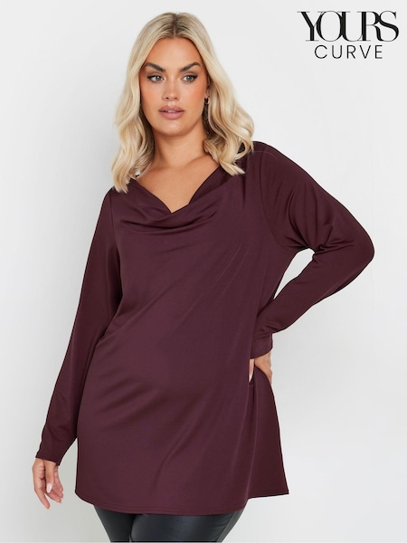 Yours Curve Purple Long Sleeve Cowl Neck Top (AL7033) | €42