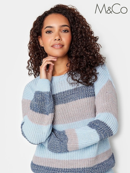 M&Co Blue Stripe Space Dye Jumper (AL7042) | AED227