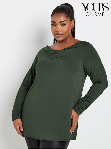 Yours Curve Long Sleeve Cowl Neck Top (AL7043) | R$ 285