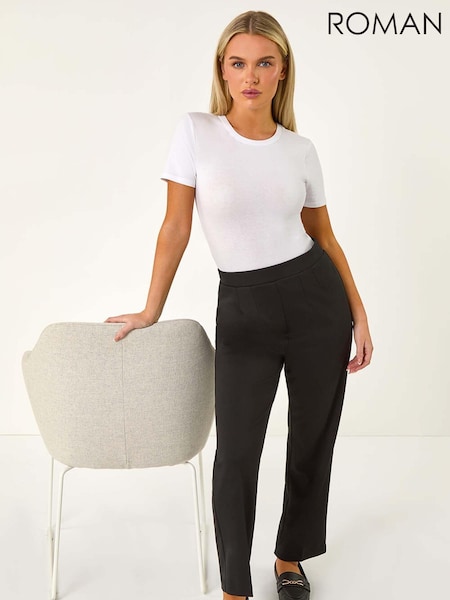 Roman Black Petite Straight Leg Ponte Stretch Trousers (AL7049) | €40